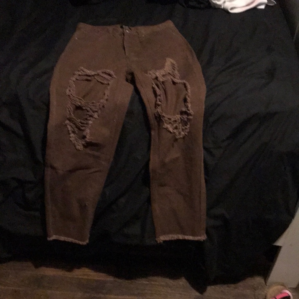 Brown rip jeans size 5
